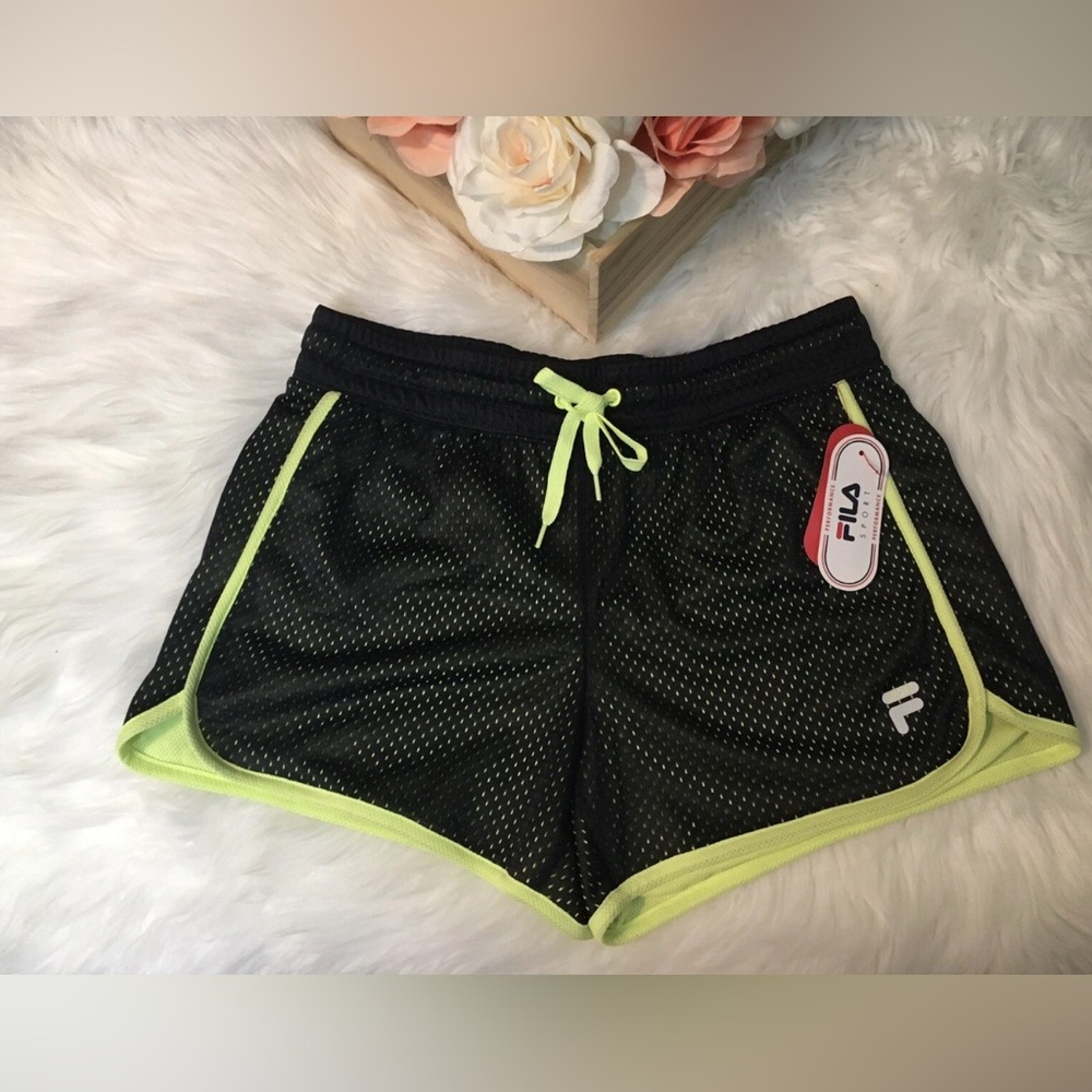 NWT FILA SPORT Women's Academy Mesh Performance Athletic Shorts Charcoal  Sz S